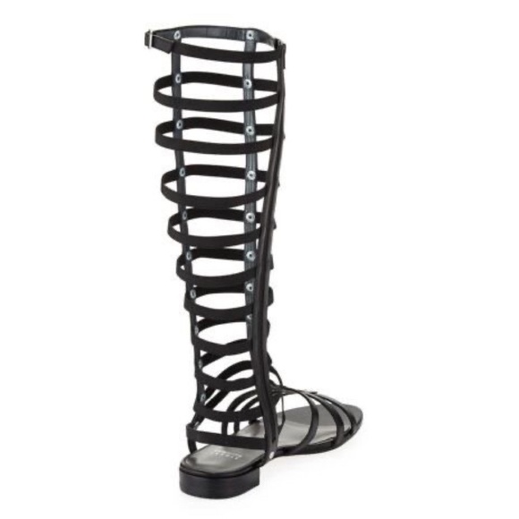 Stuart Weitzman Gladiator Sandals Black Leather With Box - 8.5 - Picture 15 of 16